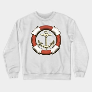 Anchor and Lifebuoy in retro style. Crewneck Sweatshirt